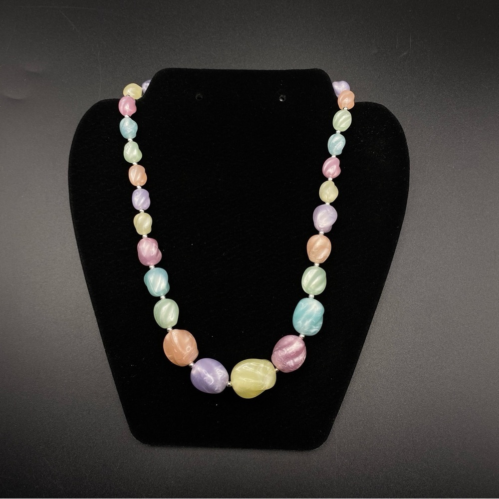 Pastel Colored Acrylic Beads Vintage Necklace